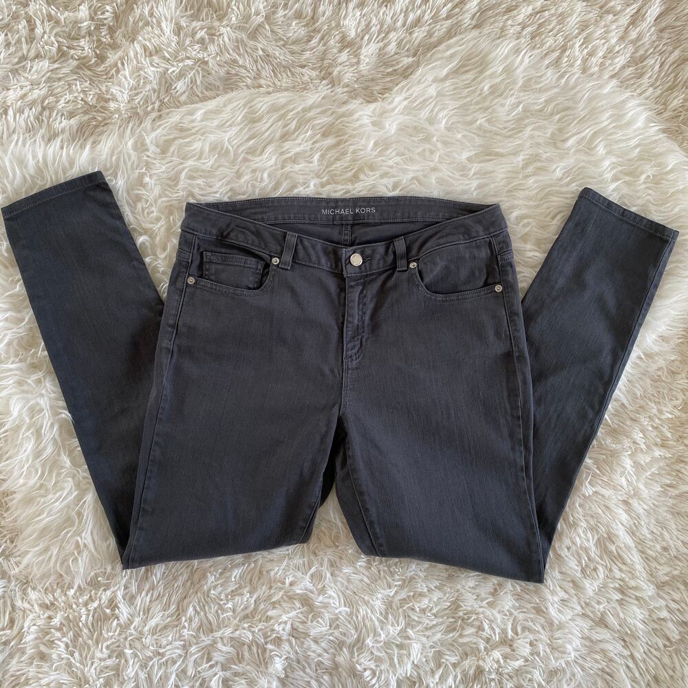 Michael Kors Womens Skinny Fit Jeans in Gray, size 10